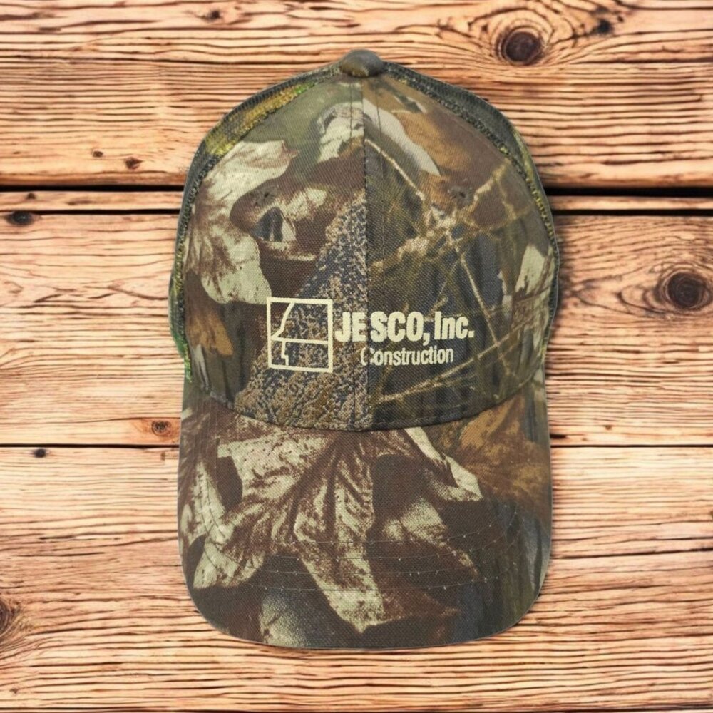 JESCO Construction Camo Mesh Strapback Cap Logo Trucker Baseball Hunting Hat